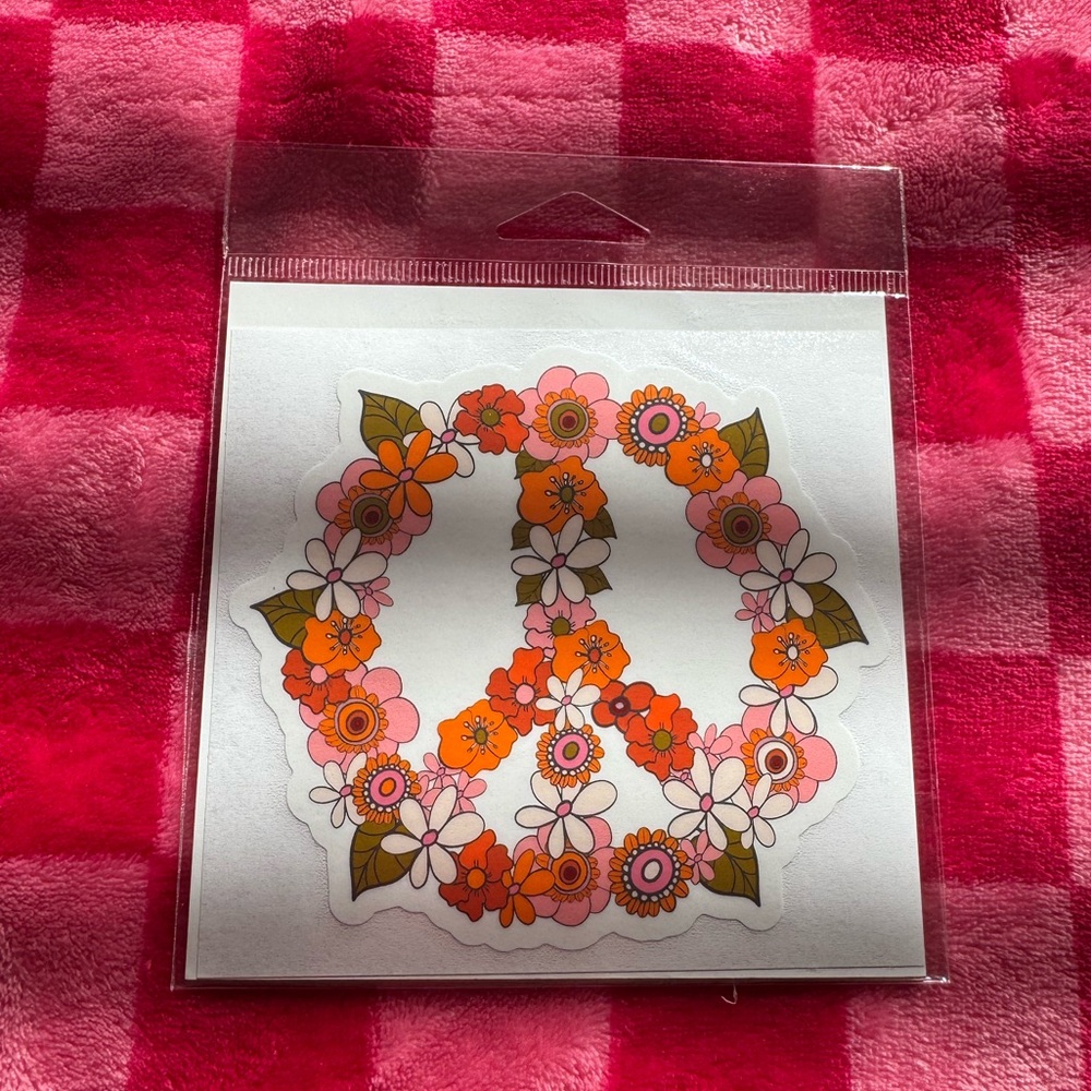 Orange floral peace, sign sticker